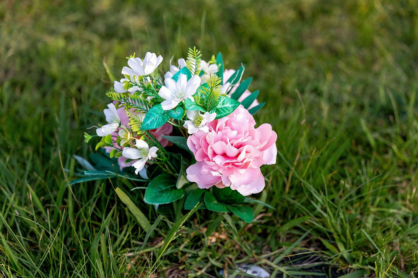 Fresh flowers left on a grave